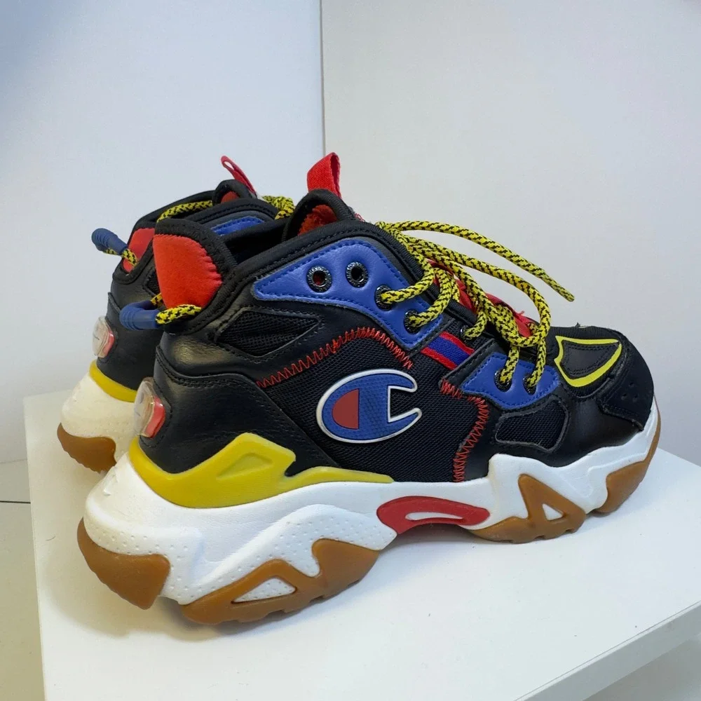 Champion Tank High Top Sneaker Mens 10 Black Multi Color Chunky Streetwear Shoe